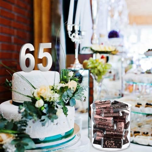 Tenare 90 Pcs 65th Birthday Candy Wrappers, Pink Stickers