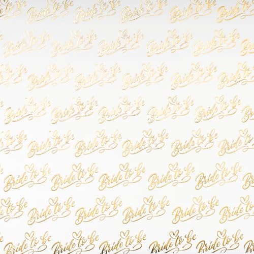 RUSPEPA Wedding Wrapping Paper Roll, Mini Roll, Gold Foil Bride to Be Text and Heart Design, Elegant Gift Wrap Paper for Bridal Shower, Bachelorette Party, Wedding Gift, 17 Inches x 16.4 Feet