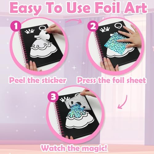 FUNNYB&G Foil Art Craft Kit for Kids, Sparkly Birthday Gift Toy for Girls