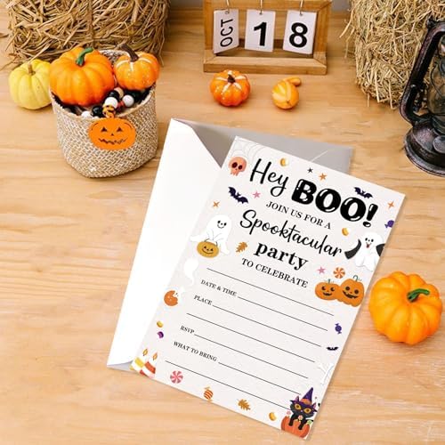 20 Halloween Birthday Invitations Cute Ghost Pumpkin Halloween Party Invitations Cards With Envelopes Halloweens Invites for Teens Birthday Party Favor Decorations Supplies