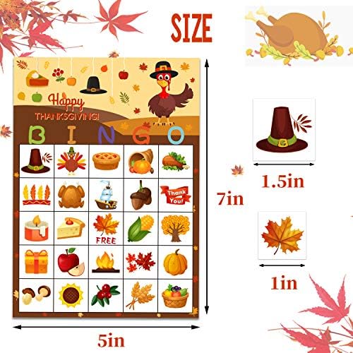 Fall Bingo Game for Kids - Thanksgiving Party Activities for 24 Players