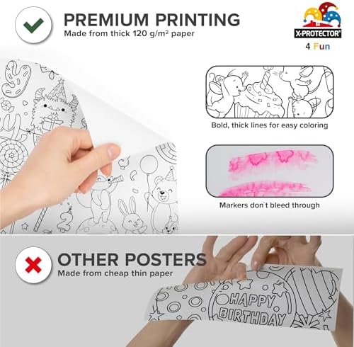 X-Protector Happy Birthday Coloring Poster - 75"x30" Large Coloring Sheets