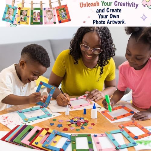 Jetec 48 Pieces Felt Craft Picture Frames with Stickers 4x6 in 12 Colors