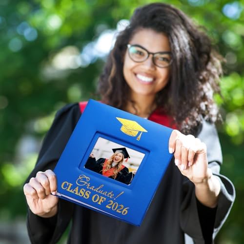 ReliThick Graduation Photo Album Holds 200 Pcs 4 x 6 Inch Photo 2026 Leather Album with Front Window Memory Scrapbook for Holiday Christmas Gift College High School Graduate Gift (Treasure)