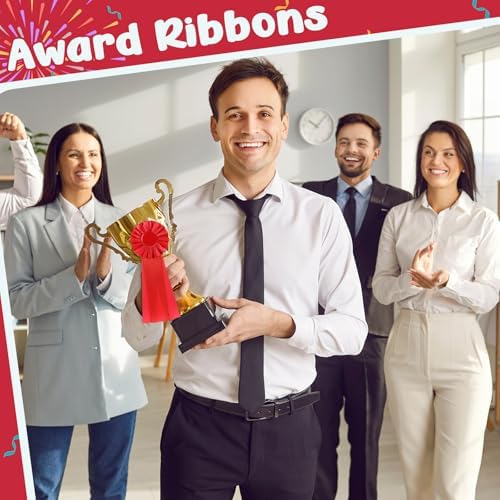 Suncalla 20 Pcs Award Ribbon Rosettes Blank Prize Winner Recognition,Red