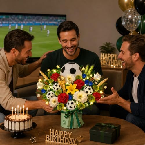 APOTODITO Soccer Birthday Card for Men with Music & Lights, 3D Pop Up Football Gift for Soccer Fans, Dad, Husband, Boyfriend and Boys