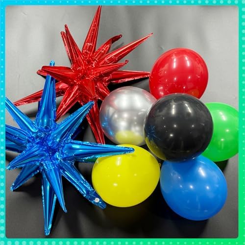 Red Blue Green Yellow Black Balloon Arch Kit, Birthday Decor