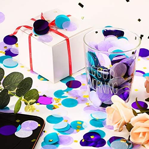 TecUnite Purple Teal Confetti Tissue Table Confetti, 2.5 cm