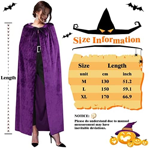 Sarfel Hooded Cloak Velvet Cape with Hood Halloween Capes Women Witch Costume Vampire Cloak Wizard Robe Men Cosplay Costume