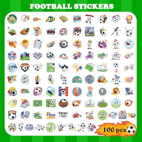 Soccer Party Favors - 100 PCS Soccer Stickers for Kids | 2026 World Game Cup Merchandise Gifts Activities Birthday Toys Games Crafts for Goodie Bags Gift Bags