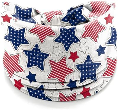 winthrop 4 Pack July 4th Patriotic Headbands for Women - Red White Blue Star Print Wide Bandana, Breathable Stretchy Non-Slip Hair Accessories for Yoga Running Party Celebrations