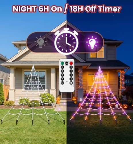 Halloween Giant Spider Web Decoration with Glow-in-the-Dark Spider, Outdoor