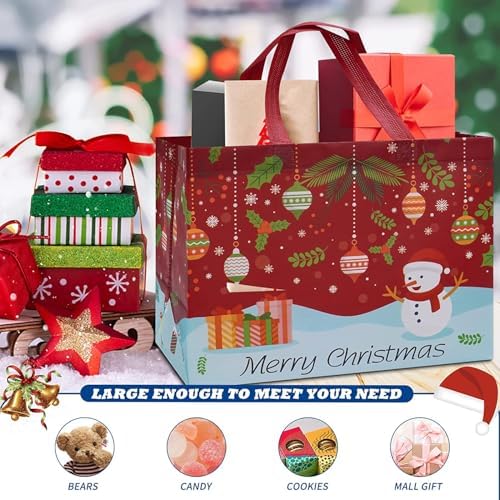 Heetobcos 36 Pack Christmas Gift Bags 13” Large Reusable Tote Bags
