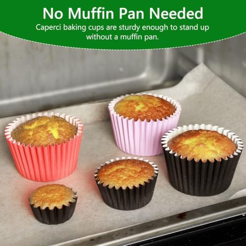 Caperci Heavy Duty Black Cupcake Liners Standard Muffin Baking Cups 150pcs