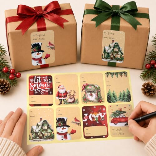 120 PCS 8 Designs Self Adhesive Christmas Gift Tag Stickers