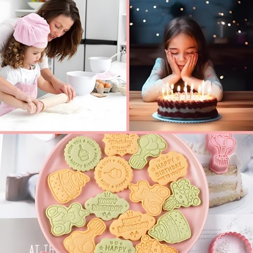 BESEK 8PCS Birthday Cookie Cutters, Birthday Party Cookie Cutter - 8 Shaped Cookie Cutter, Baking Tool for Homemaking Cookie