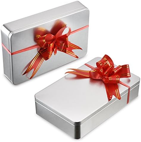 Hotop 8.5 x 5.3 x 1.9 Inch Metal Tins with Lid Storage Box, Silver, 1 Pack
