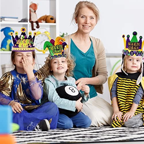 chiazllta 24 Pcs Mardi Gras Crown Kits Carnival Party Paper Hat For Kids Adults Mardi Gras Jester Favors Supplies Decoration