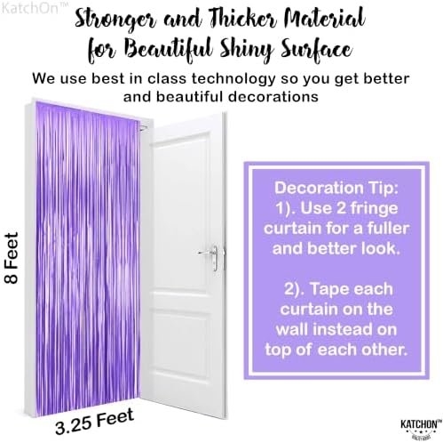 KatchOn Purple Streamers Backdrop - 3.2x8 Feet, Pack of 2, Purple Decor