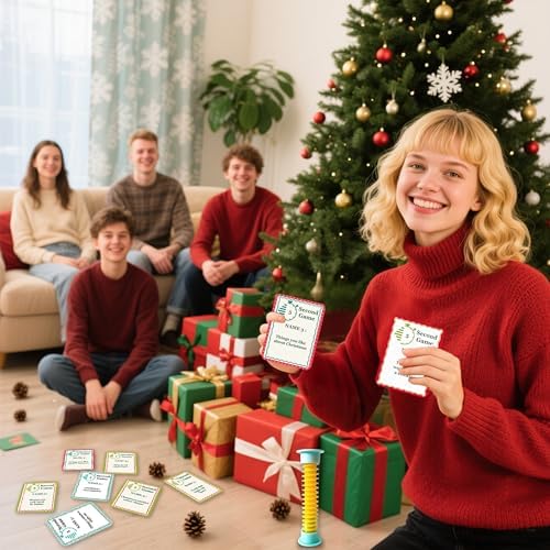 Christmas 5-Second Game, 108 Question Cards with 5-Second Hourglass