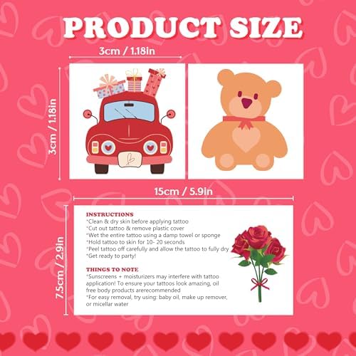 Valentines Party Favors - 150 PCS Tattoos for Kids Him Her |Valentine Day outfit Women - Valentine's Day Crafts Games Accessories Supplies - Valentines Shirts Pajamas Dress for Adult