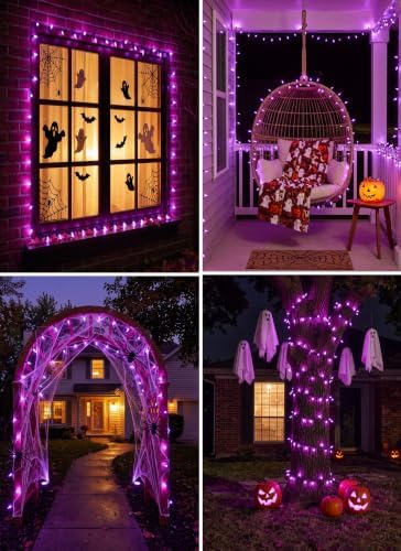 Purple LED Outdoor Halloween Lights, 39Ft 100 LED Halloween String Lights
