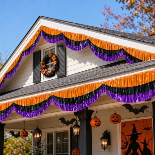 3 Pcs 20 Ft Halloween Foil Fringe Bunting, Tinsel Streamers Banner