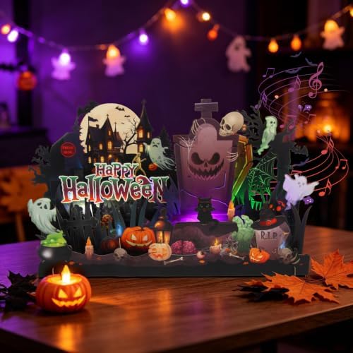 XTF2015 Halloween Card with Lights & Spooky Music, 3D Halloween Cards
