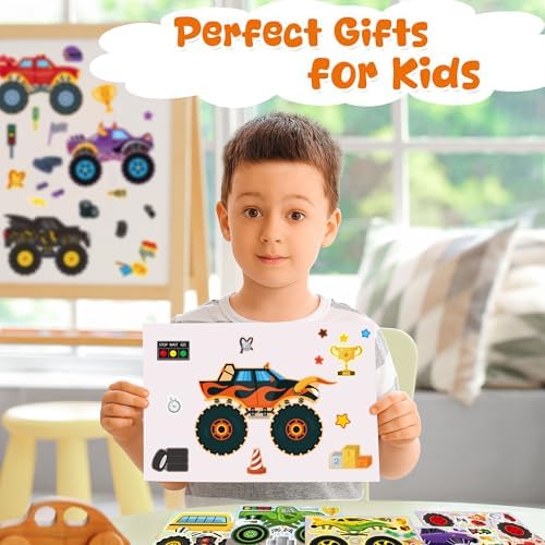 Monster Car Stickers - 48 Sheets Monster Truck Party Favors