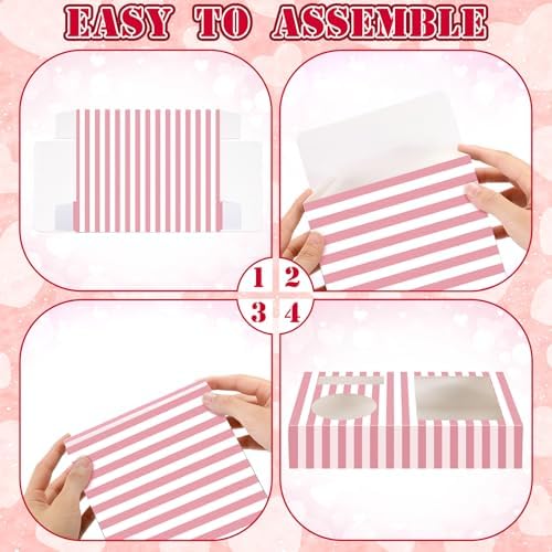 Dunzoom 20 Pcs Pink Movie Night Supplies Movie Night Paper Snack Trays Popcorn Candy Holder Theater Snack Boxes Cardboard Holder Food Trays for Party
