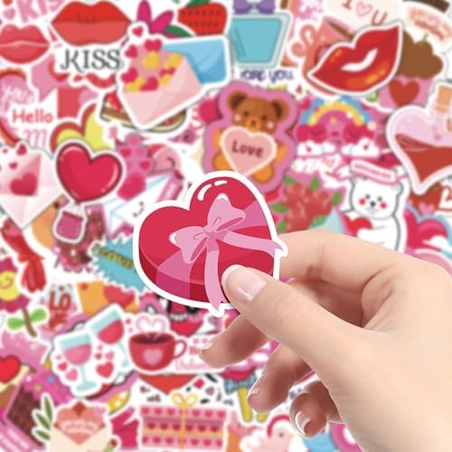 OHOME Valentines Stickers - 100 PCS Heart Stickers for Kids Classroom School - Valentines Day Crafts Gifts Treats Decor Cards Scrapbooking Decorations Supplies - Valentine's Party Favors