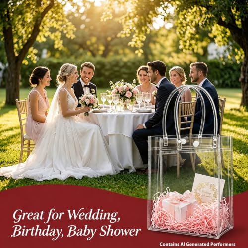 MAQIHAN Clear Gift Bags with Handles - Small Clear Party Favor Bags
