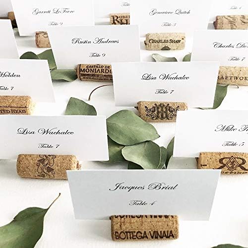 Premium Recycled Cork Place Card Holders - Set of 25 with Place Cards - Rustic Wine Theme Table Decor - Perfect for Vineyard Weddings