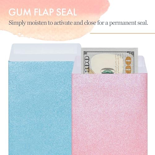 Money Envelopes for Cash, 100-Count Colorful Envelopes for Cash Gifts, Saving Challenges, Coins, Checks, Seeds, Small Items, 3.5 x 6.5 Inches, Luxe Gleam Collection, 10 Colors