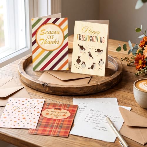 36 Pack Thanksgiving Cards with Envelopes & Stickers, 4 x 6 in, 6 Designs