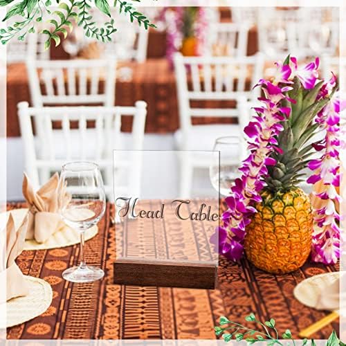 12 Pieces Wood Place Holders Wood Sign Table Number Stands Name Card Holder for Wedding Party Events Decoration(Acrylic 4.6x1.1x1 Inch,Walnut)