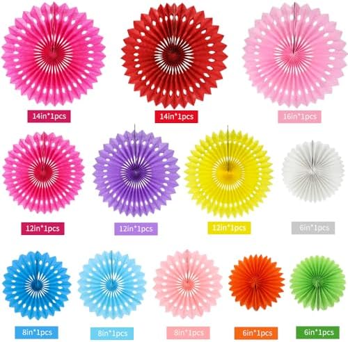 BEISHIDA Honeycomb Round Paper Fans Rainbow Hanging Party Decoration