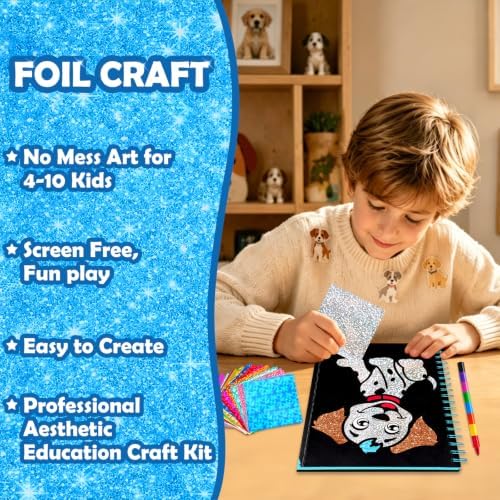 FUNNYB&G Foil Art Craft Kit for Kids, Sparkly Birthday Gift Toy for Kids