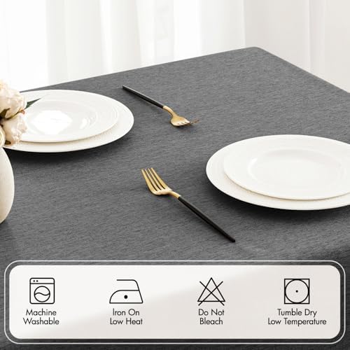 MIULEE Grey Rectangle Tablecloth with Decorative Cutouts 52x70 Inch