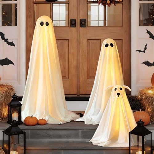 Halloween Decorations Outdoor - 3 Pack Lighted Spooky Ghost Decorations