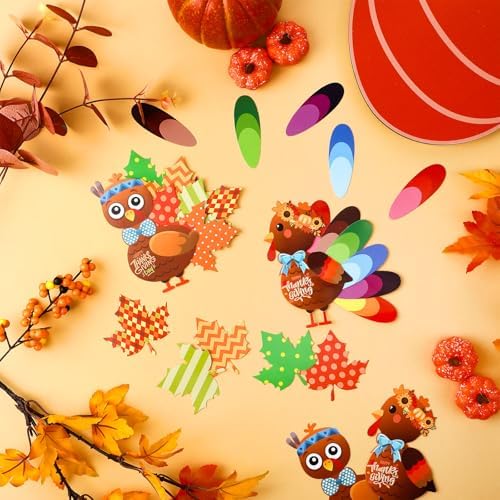 BBTO 36 Sets Thanksgiving Turkey Craft Kit Fall Craft, Cute Style