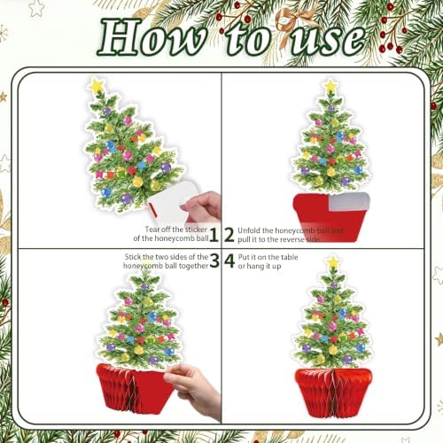 Christmas Tree Honeycomb Centerpieces 9Pcs
