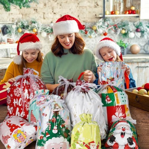 Koncci 34Pcs Christmas Gift Bags, Assorted Sizes Extra Large Medium Small