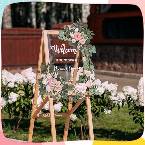 2 Pcs Wedding Arch Decorations, Pink Arch Flowers Swag Peony