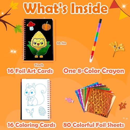 FUNNYB&G Foil Art Craft Kit for Kids, Thankgiving Crafts Gift Toy for Kids