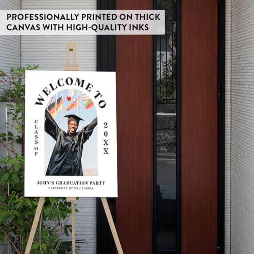 Andaz Press 16x20-Inch Personalized Canvas Welcome To My Graduation Party Sign, Arch Frame, Custom Photo Class of 2026 Graduation Party Decorations Graduation Welcome Sign Personalized Graduation Sign