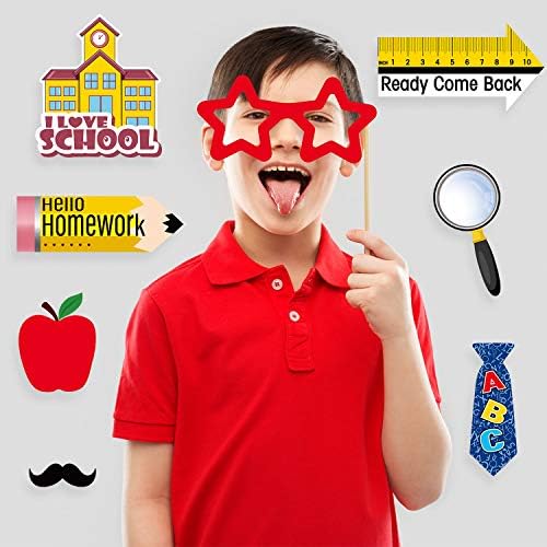 24 Sets Back to School Photo Booth Props Kit - First Day of School Camera Props Kit Party Supplies for Kids and Adults