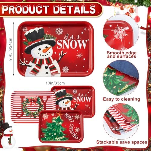 3Pcs 13x10 Inch Christmas Serving Trays Set