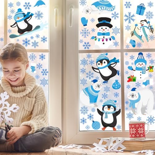 Haull 6 Sheet Hello Winter Wall Decals Christmas Xmas Wall Clings