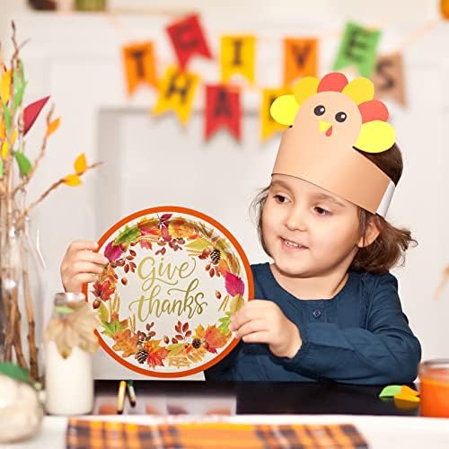 Fall theme Thanksgiving Party Supplies Kit, Serve 50, Autumn Harvest Disposable Dinnerware Includes: Paper Dinner Plates, Dessert Plates, and Napkins, Great for Thanksgiving Party Decorations